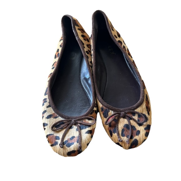 Lauren Ralph Lauren Abira Leopard Print Calf Hair Ballet Flats With Bow Size 7.5 - Picture 3 of 5